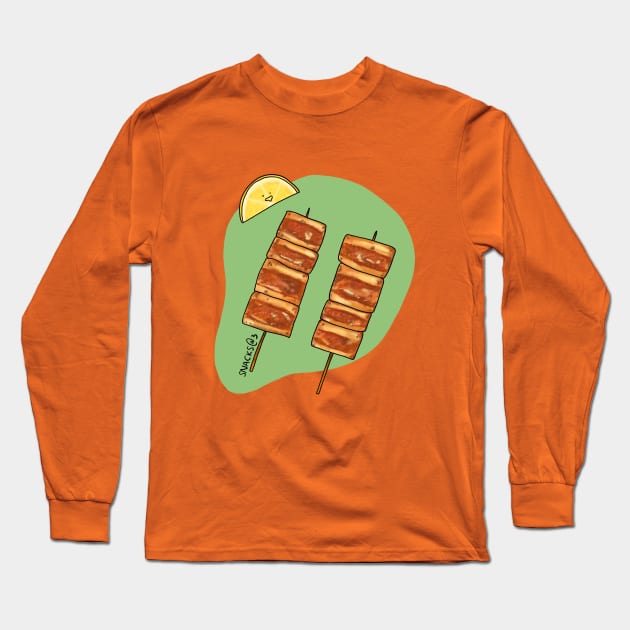 Butabara Pork Belly (Pork Belly Skewer) Long Sleeve T-Shirt by Snacks At 3